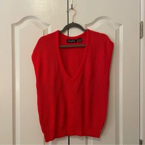 Vintage Red Acrylic Sweater Vest Medium